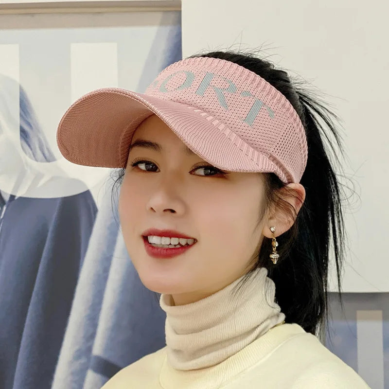 Polyester Solid Color Sun Visor Cap for Fashionable Sun Protection