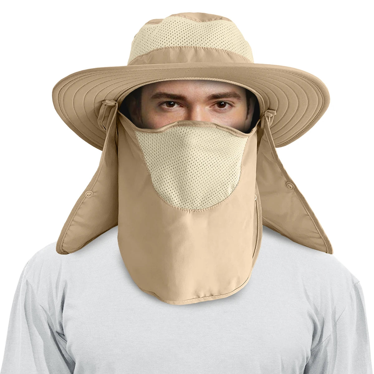 Summer Fishing Hat for Men Women Sun Hat With Removable Neck Flap and Face Cover UV Sun Protection Fishing Hat