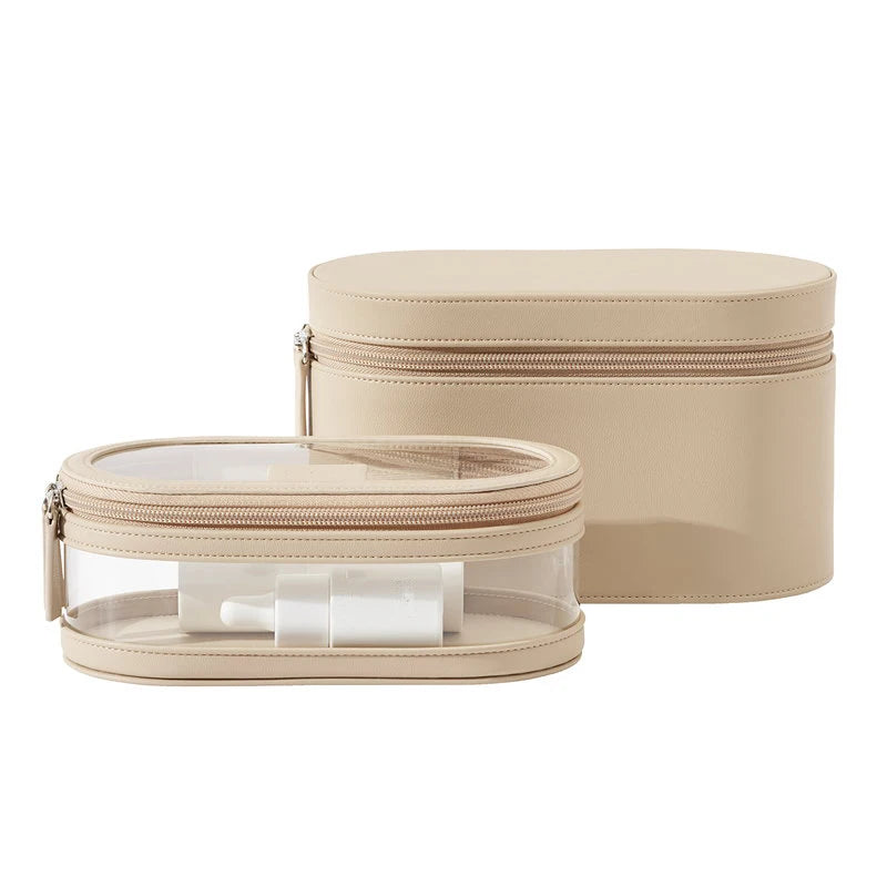 Fashion Popular Beauty Makeup Hard Box Set clear TPU Transparent Vegan Leather Travel Zipper Cosmetic case for Women