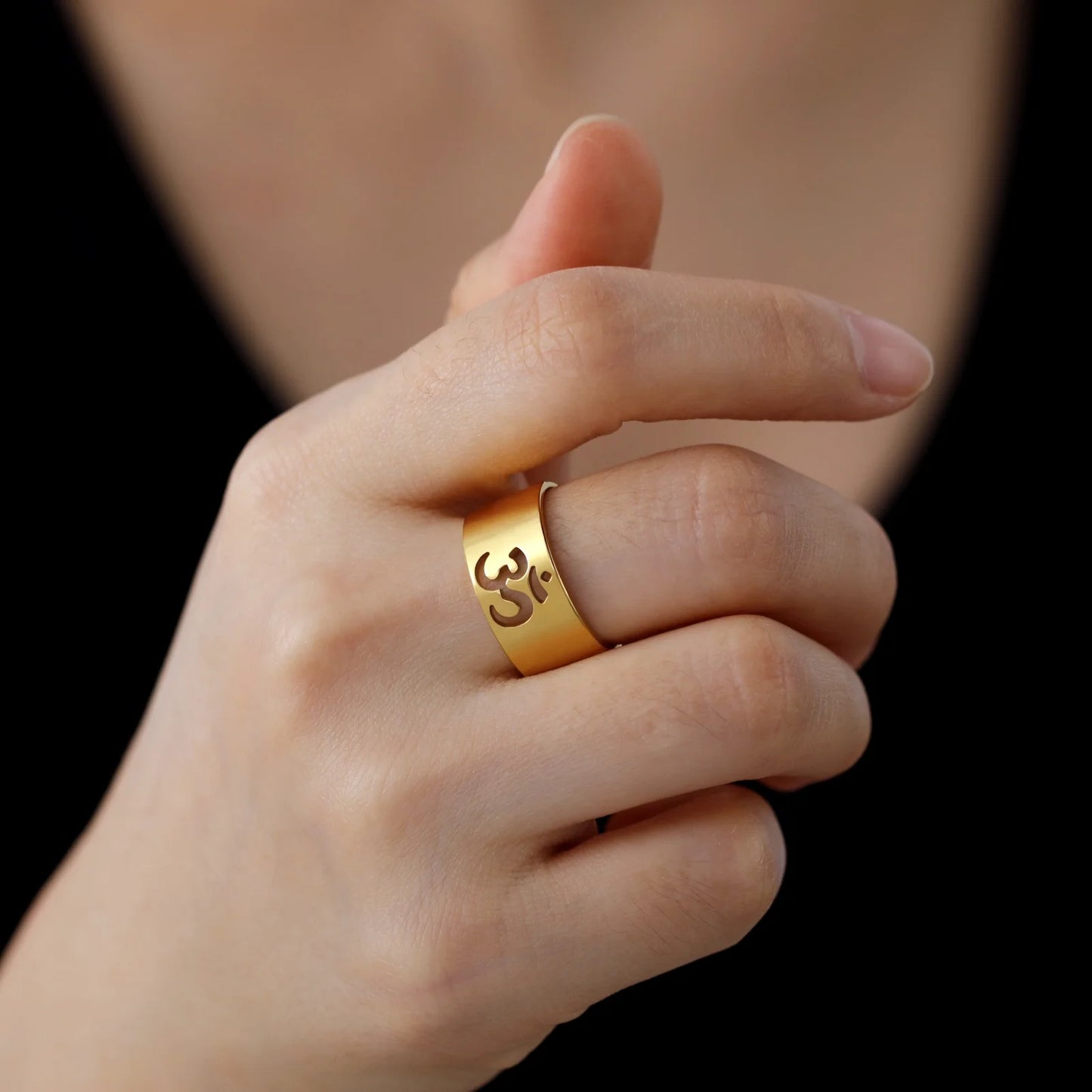 Buddhism Indian Yoga Om Symbol Rings for Women Supernatural Religious Talisman Amulet Stainless Steel Jewelry Gifts