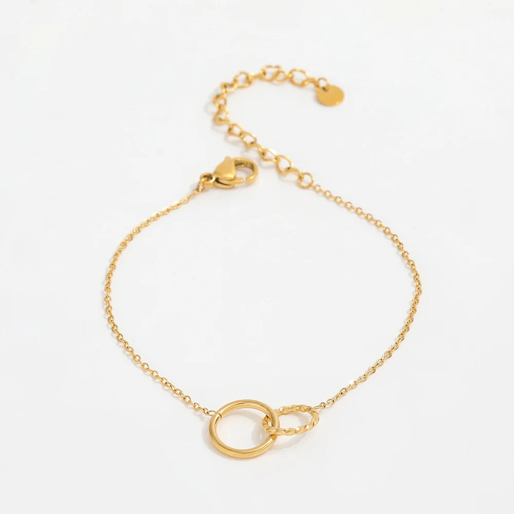 Fenny Cubic Fashion Twist Two Circle Bracelet Tarnish Free Trendy for Women Jewelry Stainless Steel Jewelry Wholesale