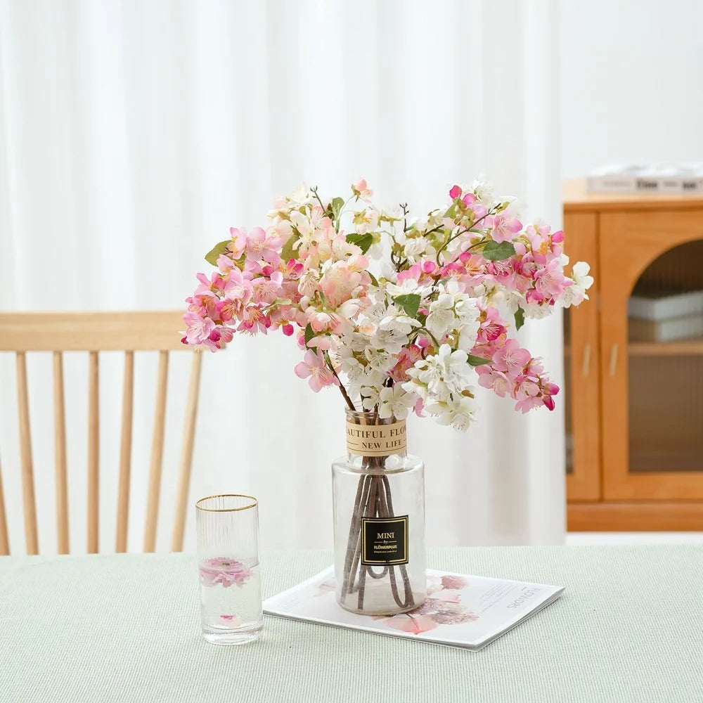JCF250 Artificial Flower Blossom Flower Plum Blossom Fabric Pink Flower Arrangement Faux Fake Artificiales