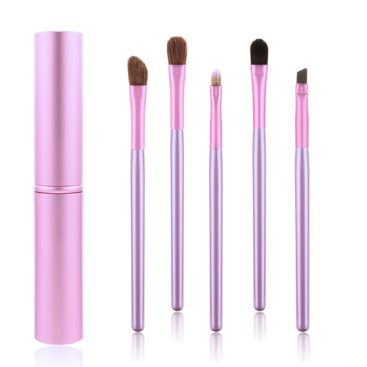5pcs Travel Mini Eye Makeup Brushes Set with Aluminium Case Eyeliner Eyebrow Brush Lip Makeup Brush Kit