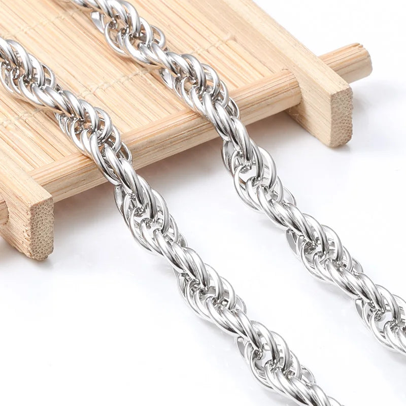 Handmade Thick Rope Chain for Men 304L Titanium Stainless Steel Spacer Bead Chains for DIY Jewelry Necklace