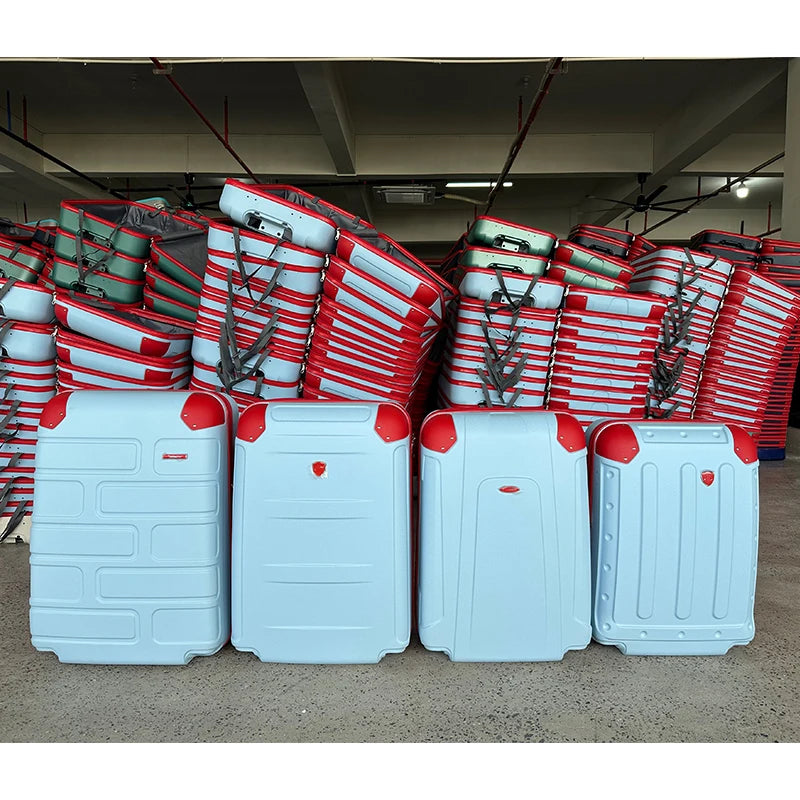 SKD 12pcs 19-30 Inch Contrasting Colors Semi Finished Luggage Big Corner Protect ABS Hard Shell Wholesale Durable Luggage Set