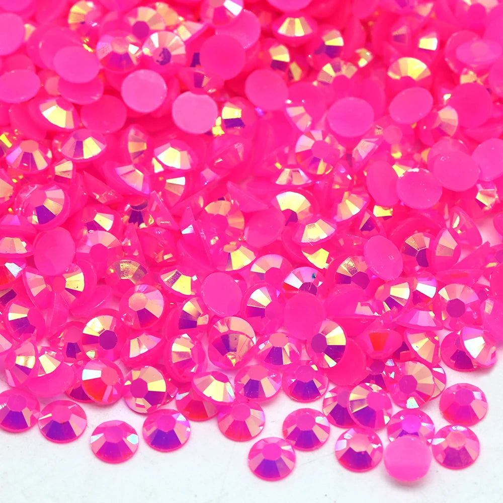 XULIN 3mm 4mm 5mm 6mm Jelly Ab Round Stones Crystals Non Hot Fix Strass Flat Back Resin Rhinestone for Clothing Accessory