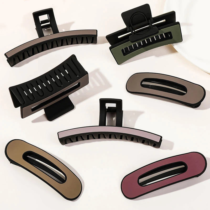 Korea Morandi Color Large Acrylic Shark Hairpins Matte Splicing Big Hollow Hair Claw Wholesale 13cm Square Cross Duck Claw Cl