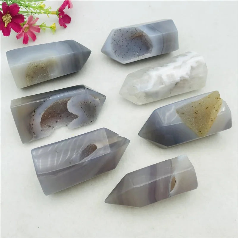 Wholesale Natural Healing Crystal Gemstone Hot Selling Tower Druzy Geode Agate Point Decoration
