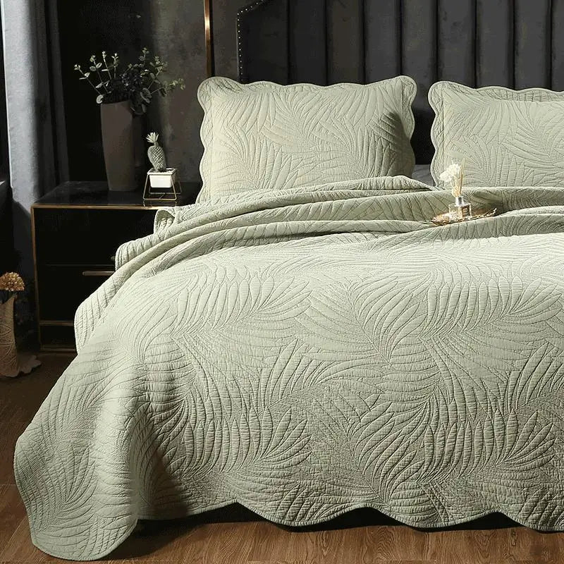 Western Style 100% Cotton Knitted Embroidered Solid 300tc Quilt Bedding Set Customized Color Grade a