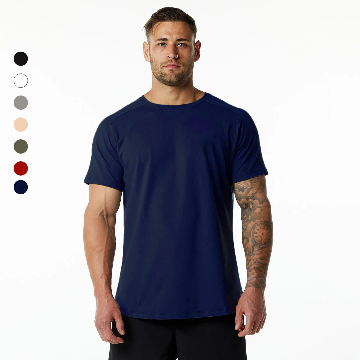 Custom logo 95% Cotton 5% Spandex Round Neck Short Sleeve Tee Plain Blank Plus Size T Shirt for Men