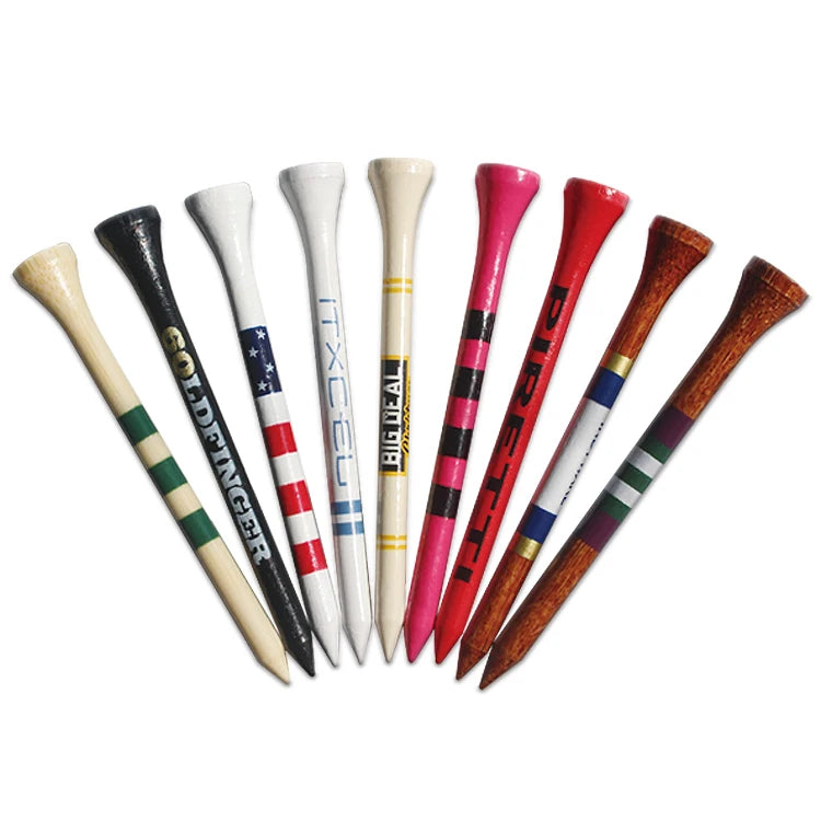 Factory Direct Sale Custom Logo Printed 70mm Bamboo Golf Tees 45/70/83mm Natural Wood Tees