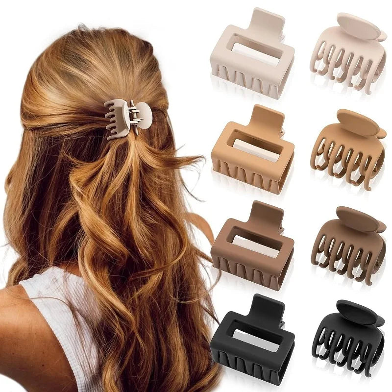 MIO Hot Selling 4cm Coffee Series Simple Hair Claw Clips Small Matte Color Girls Lady Shark Clip Thin Hair Plastic Cheap Clam