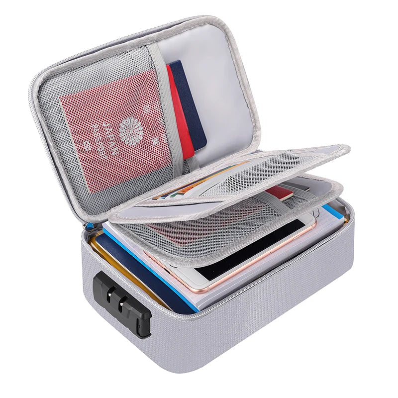 YIHUAXING Three-Layer Lockable Fireproof Document Bag with Waterproof and Decorative Lock Safe Storage for Document Storage