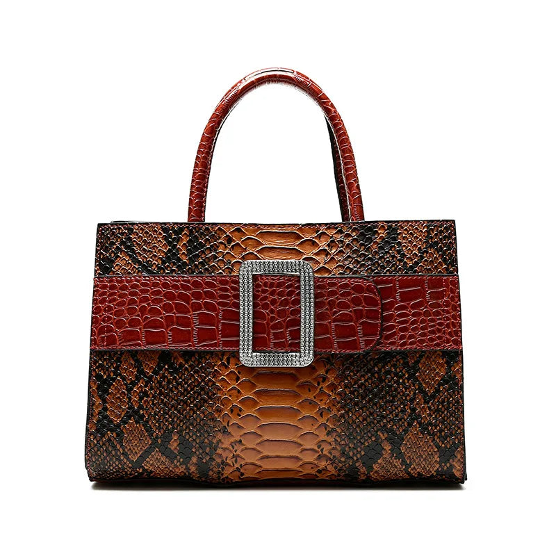 New Luxury Designer Women Handbag Pu Leather Evening Clutch Bags Alligator Pattern Tote Bags for Ladies