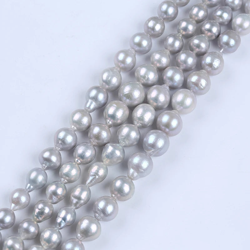 Zhuji Pearls Natural 9-15mm Gray Color Edison Round Freshwater Pearl Strands Grade a Third Party Certified