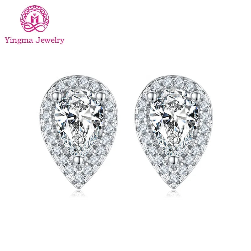 0.5 Ct X 2 Pass Diamond test Moissanite Earrings Pear Cut 925 Silver Jewelry Real Moissanite Earrings for Women