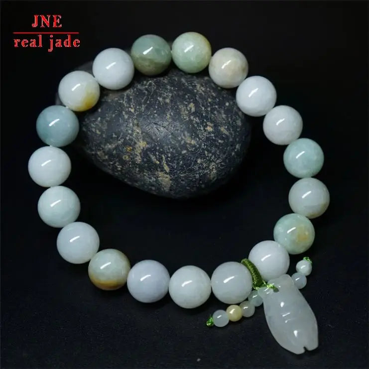 Natural a Cargo Jade Foot Pi Xiu Bracelet 10Mm Jade Round Beads Women's Pendant Bracelet Factory Direct Sales