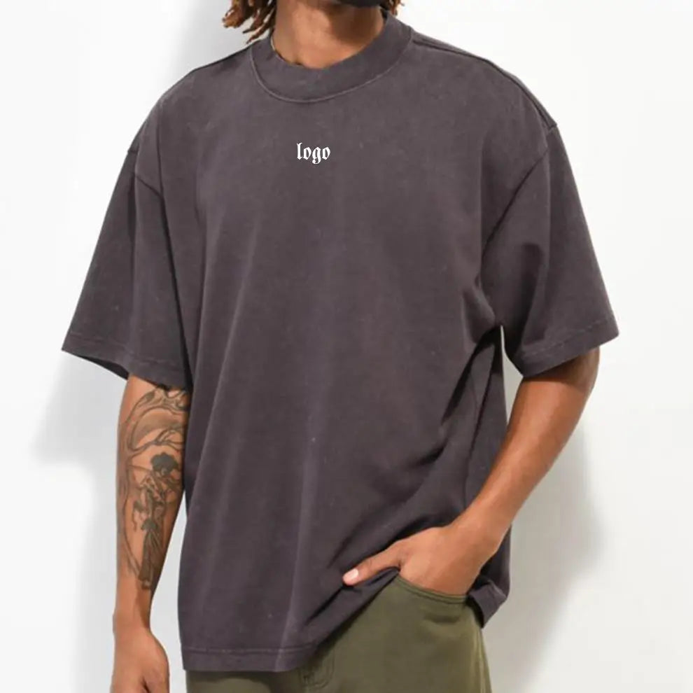 Plus Size Men's T-Shirts 230g Oversized  Heavy Weight Black Color Custom Graphic Tee Shirts Combed Cotton Crew Neck Tshirts