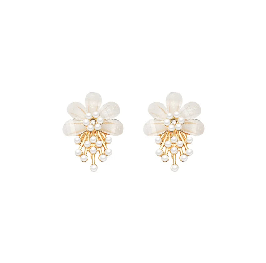 Elegant Style Pearl  Earrings Flower Pattern Women's Fashion Acrylic Jewelry