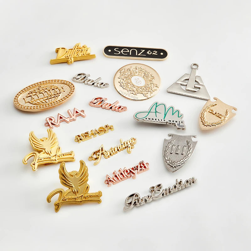 Newest Custom Metal Garment Brand Logo Labels Decorative Clothing and Bag Metal Tags Newest Design Metal Crafts