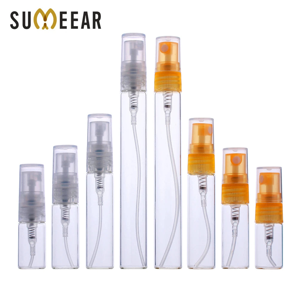 SUMEEAR Portable Amber Glass Refillable Pump Sprayer 2ml/3ml/5ml/10ml Travel Sample Perfume Packaging Cosmetic PP Screen
