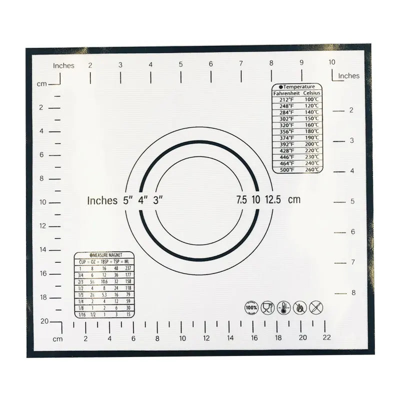 Non-Stick Food Grade 0.40mm Thick Smooth Surface Silicone Dough Rolling Mat with Measurement Baking & Pastry Tool for Kneadin