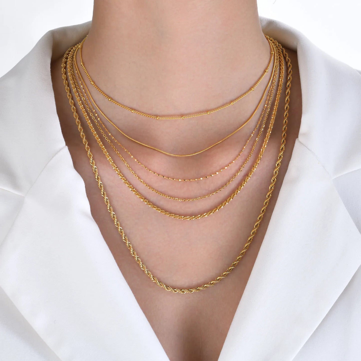 HOVANCI Waterproof Jewelry Custom Stainless Steel Rope 18k Gold Plated Most Selling Necklace for Women Men