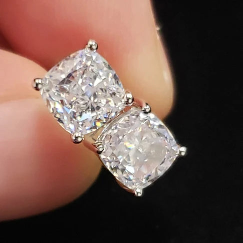 CAOSHI Elegant Cushion Cut Crystal Silver Plating Imitated Diamond Earrings Women Wedding Simple Design Lady Stud Earrings OE