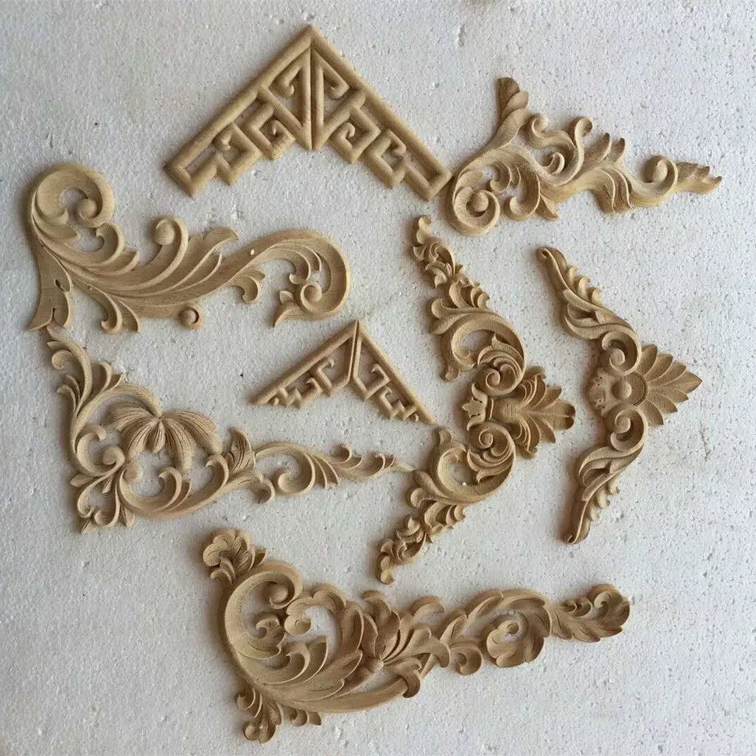 Indoor Modern Manufacturer Round Wood Rosettes Wood Furniture Onlays and Appliques Wall Carved Curve Moldings factory