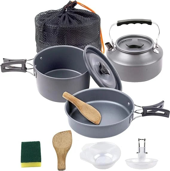 MINGCHAN Hot Sale Outdoor Camping Cookware Set Portable Tableware Cooking Travel Pot Pan Hiking Picnic Tools