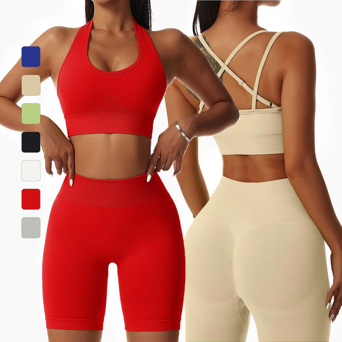 New Arrivals Custom Fitness Sportswear Workout High Waist Activewear Gym Seamless Nylon 4 Piece Yoga Wear Set for Women
