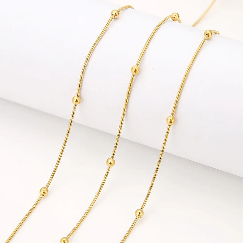 Wholesale 316l Stainless Steel Simple Korean Round Bead Chain 18K Gold Plated Stainless Steel Necklace for Women