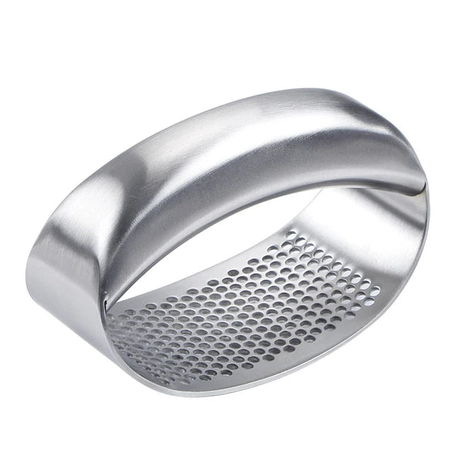 Garlic Press Garlic Crusher Kitchen Garlic Rocker 304 Food Grade Stainless Steel Ginger Crusher Ergonomic Handle for Finger L