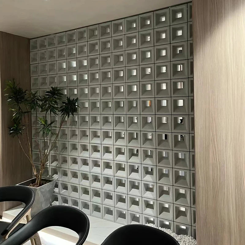 Hot Selling 3D Hollow Brick Customizable Color  two-sided ABS Lightweight Cement Components Modern Design Stone Block Hotel