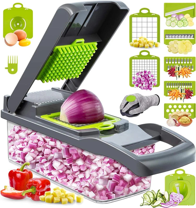 New Arrival Multifunctional 12 in 1 Handheld Vegetable Chopper Onion Cutter Potato Peeler Kitchen Fruits Slicer Vegetable Cut