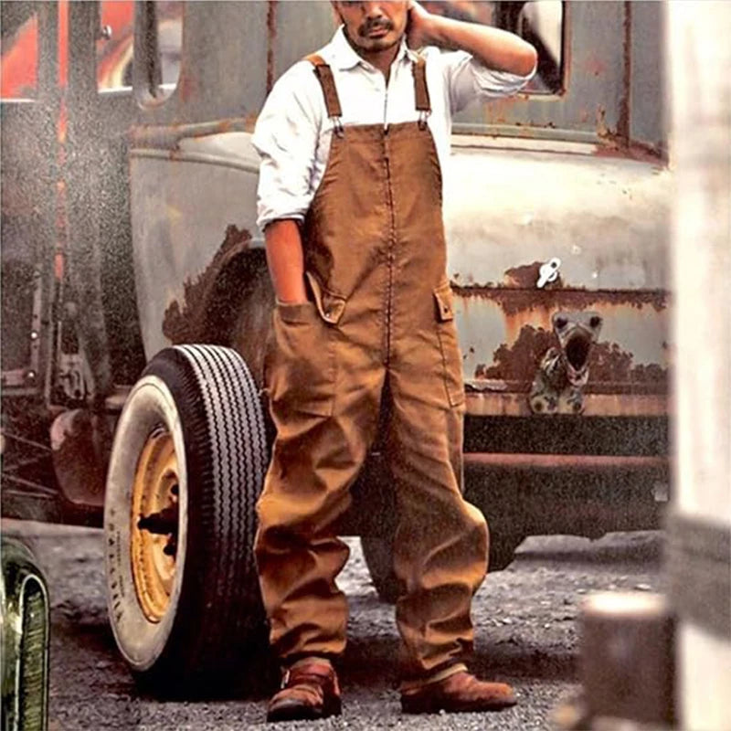 Men's Bibs Bib Overall Men's Bib Overalls Loose Fit Jumpsuit With Pockets Cargo Work Pant Rompers Jumpsuit