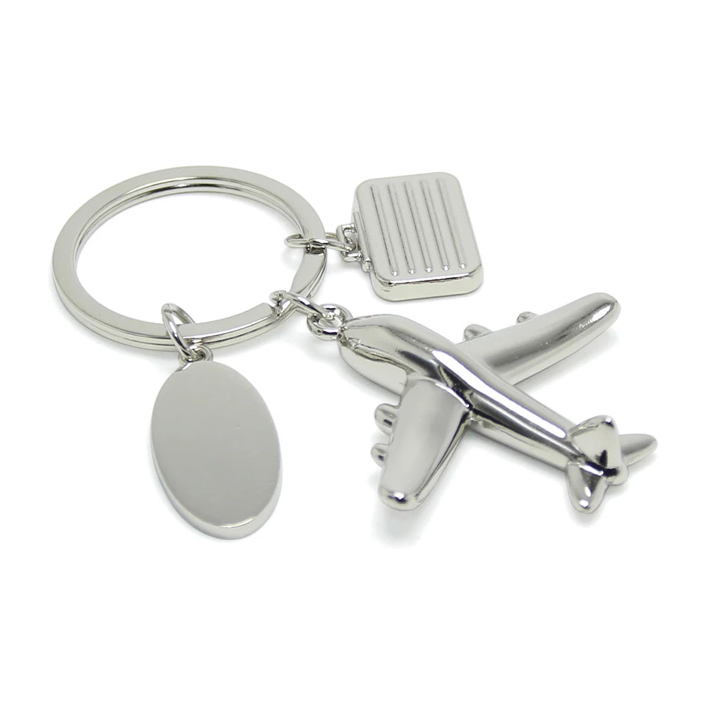 3D Mini Airplane Suitcase Travel Key Ring Plane Key Chain Aircraft Souvenir Gifts Handbag Key Holder Metal Aircraft Key Chain