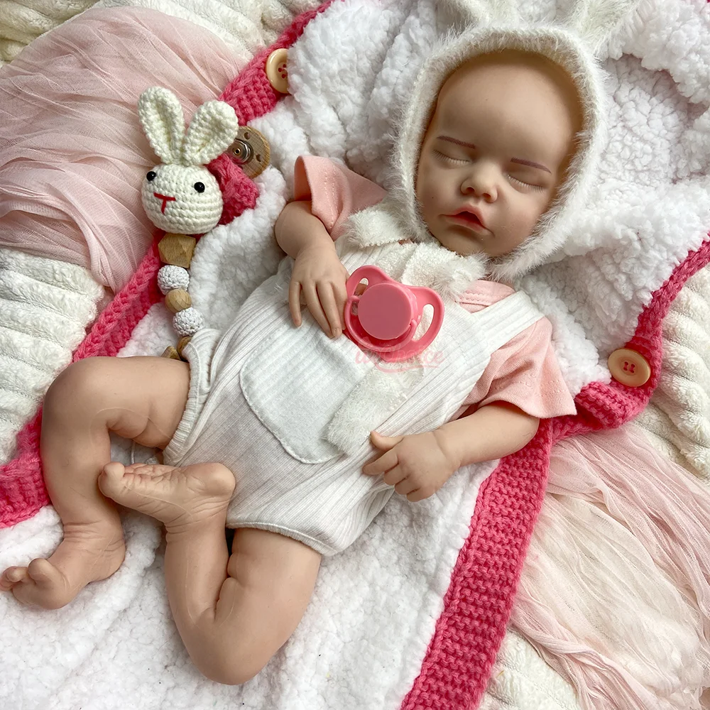 Full Body Soft Silicone Reborn Doll Handmade Waterproof Close Eyes Painted Flexible Newborn Baby Girl