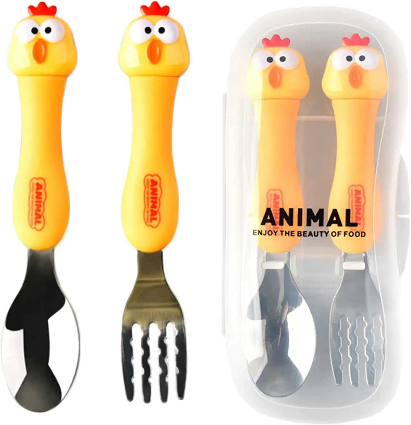 Cartoon Animals Stainless Steel Cutlery Set for Children Spoon Fork and Knife for Kids