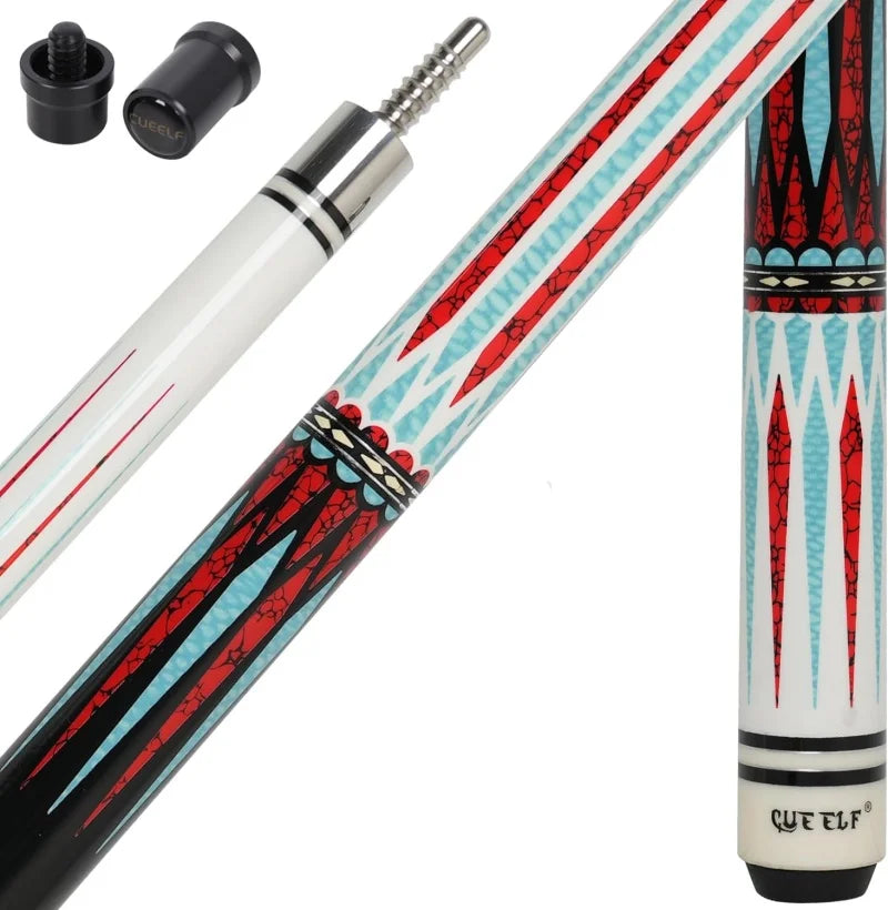 For Professional Pool Cue with Stainless Steel Joint 13mm Tip Maple Shaft-Multiple Color Splicing Sticker Design