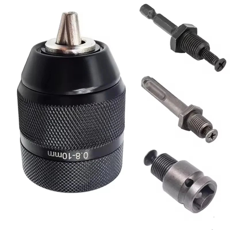 Keyless Metal Drill Chuck with 0.8-10 mm ThreadAdapter Self-locking Bit Holder Electric Hand Drill Chuck Converter Adapter