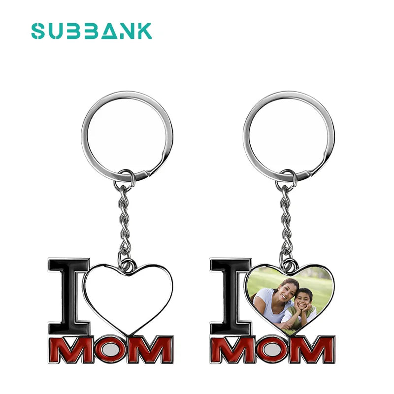 Subbank Wholesale Dad Mom Keychain Sublimation Blanks Key Chain Custom Printing Logo Metal Zinc Alloy Sublimation Keychains