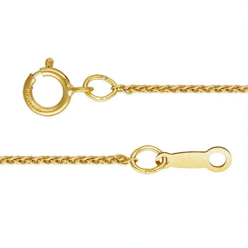 Real 14K Gold Filled 1mm Wheat Chain Finished Necklace W/Spring Clasp Bulk Minimalist Jewelry Chain for Men and Women