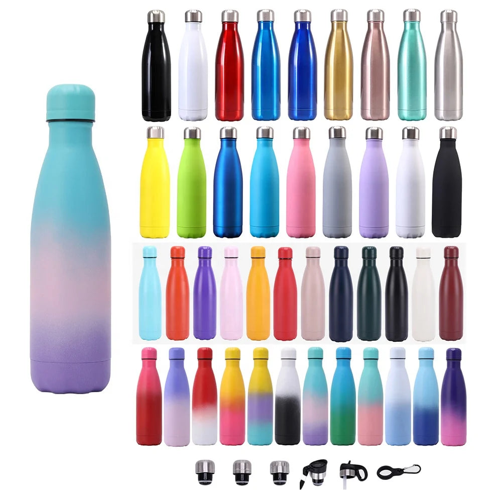 Custom logo 17oz 500ml Thermal Insulated Sports Gym Flask Double Walled Cola Shape Stainless Steel Water Bottle