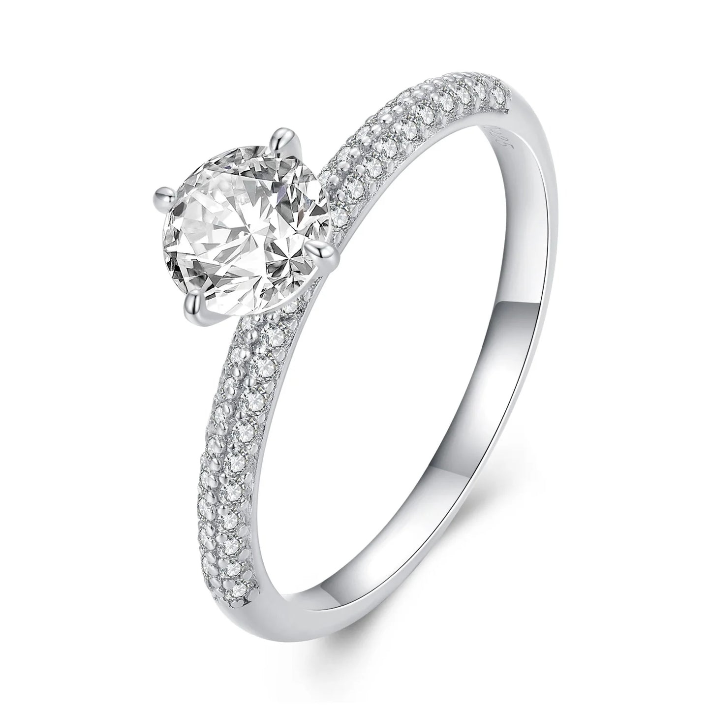 925 Sterling Silver Dazzaling Shiny Big AAA Cubic Zirconia Promise Rings for Women Wedding CZ Ring Fashion Jewelry Gift BSR33