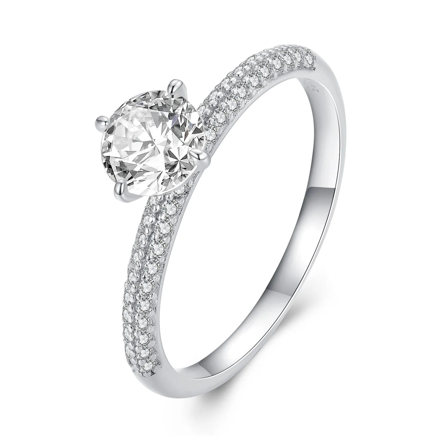 925 Sterling Silver Dazzaling Shiny Big AAA Cubic Zirconia Promise Rings for Women Wedding CZ Ring Fashion Jewelry Gift BSR33