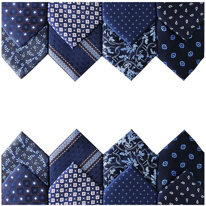 Elegant Mens Ties 7.5cm Skinny Business Ties for Men Blue Silk Floral Necktie Shirt Accessories Daily Wear Cravats Wedding Pa