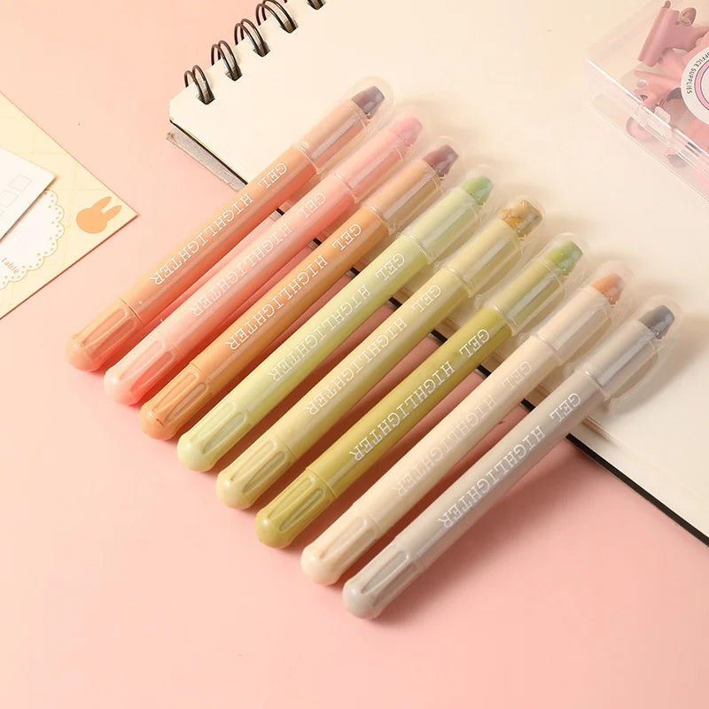 Creative Solid Hand Accounting Student Marking Pen Set New Morandi Jelly Pen Highlighter