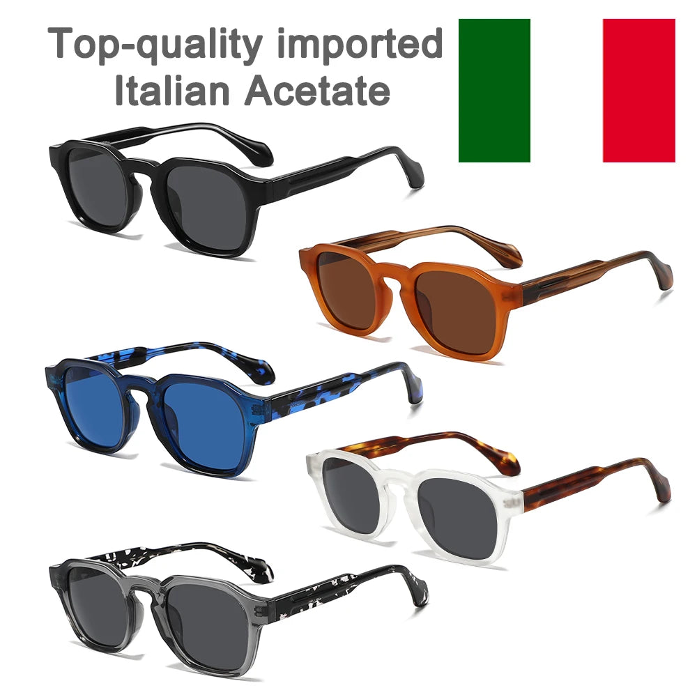 CONCHEN USA Stock 2026 New Arrival Vintage Custom Logo Italian Acetate Sunglasses Retro Uv400 Polarized Acetate Sun Glasses