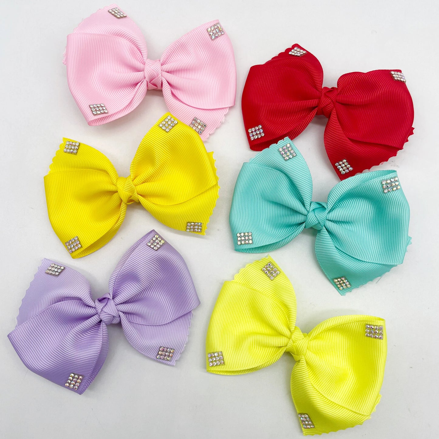 4 Inch Children's Grosgrain Ribbon Bow Clip Rhinestone Hair Bows for  Baby Hair Accessories